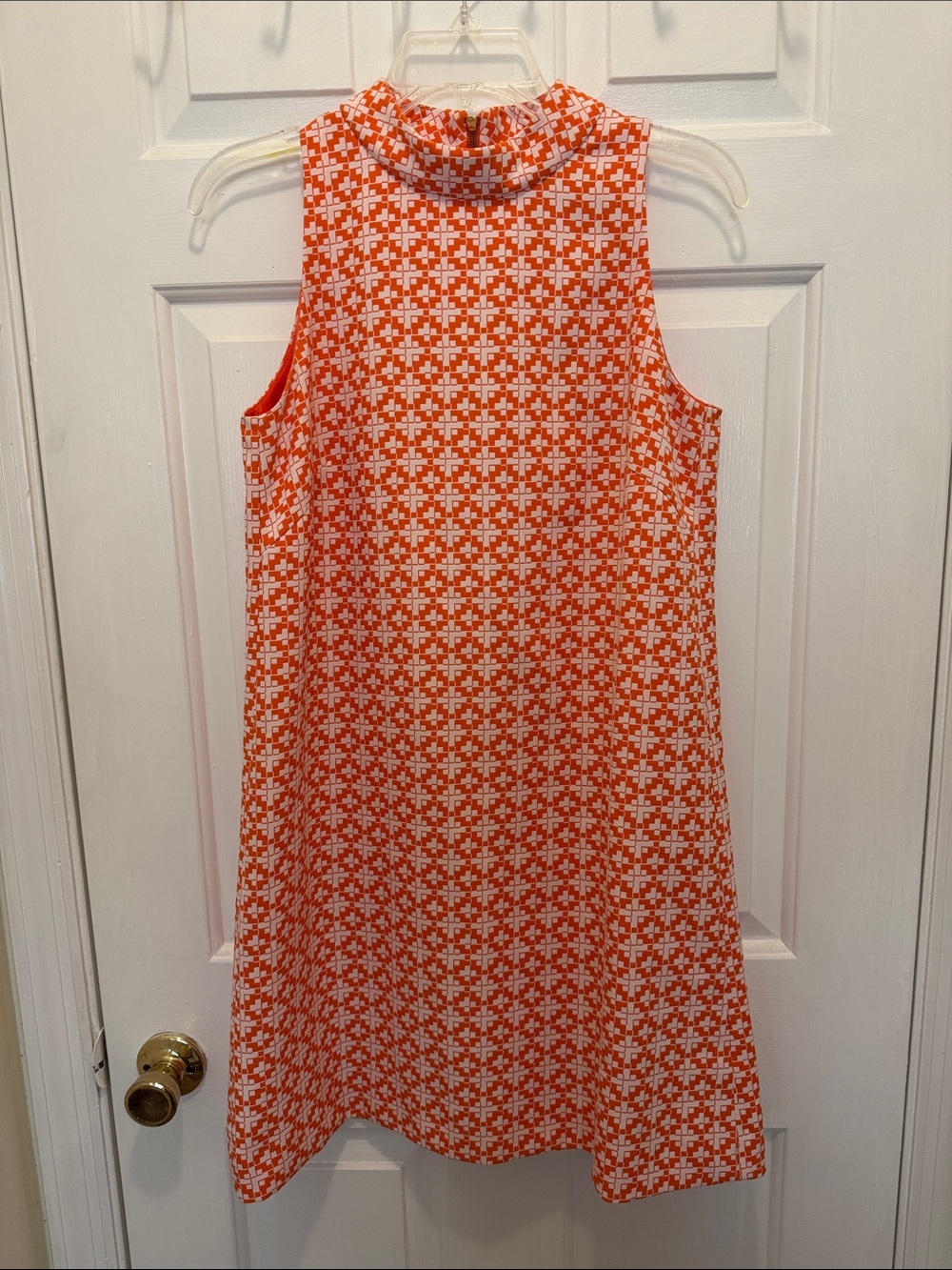 Tahari retro geometric print sleeveless mock neck shift dress